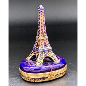 Limoges France Peint Main Eiffel Tower Trinket Box – Paris Romance Collectible